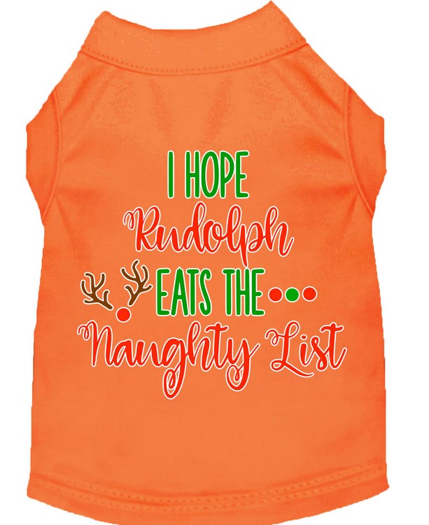 Hope Rudolph Eats Naughty List Screen Print Dog Shirt Orange XL